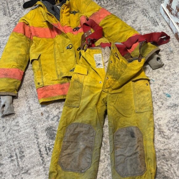 Vintage 1980s Yellow Firefighter Turnout Gear Set –Nomex --RARE– - Picture 3 of 13